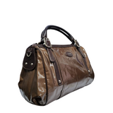 Tod's Patent Brown 4 Studs Leather Tote Bag