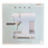 Smeg ECF02WHUK Espresso Coffee Machine with Steam Wand, 1950s Retro Design,stainless steel filter holder, an anti-drip system, White
