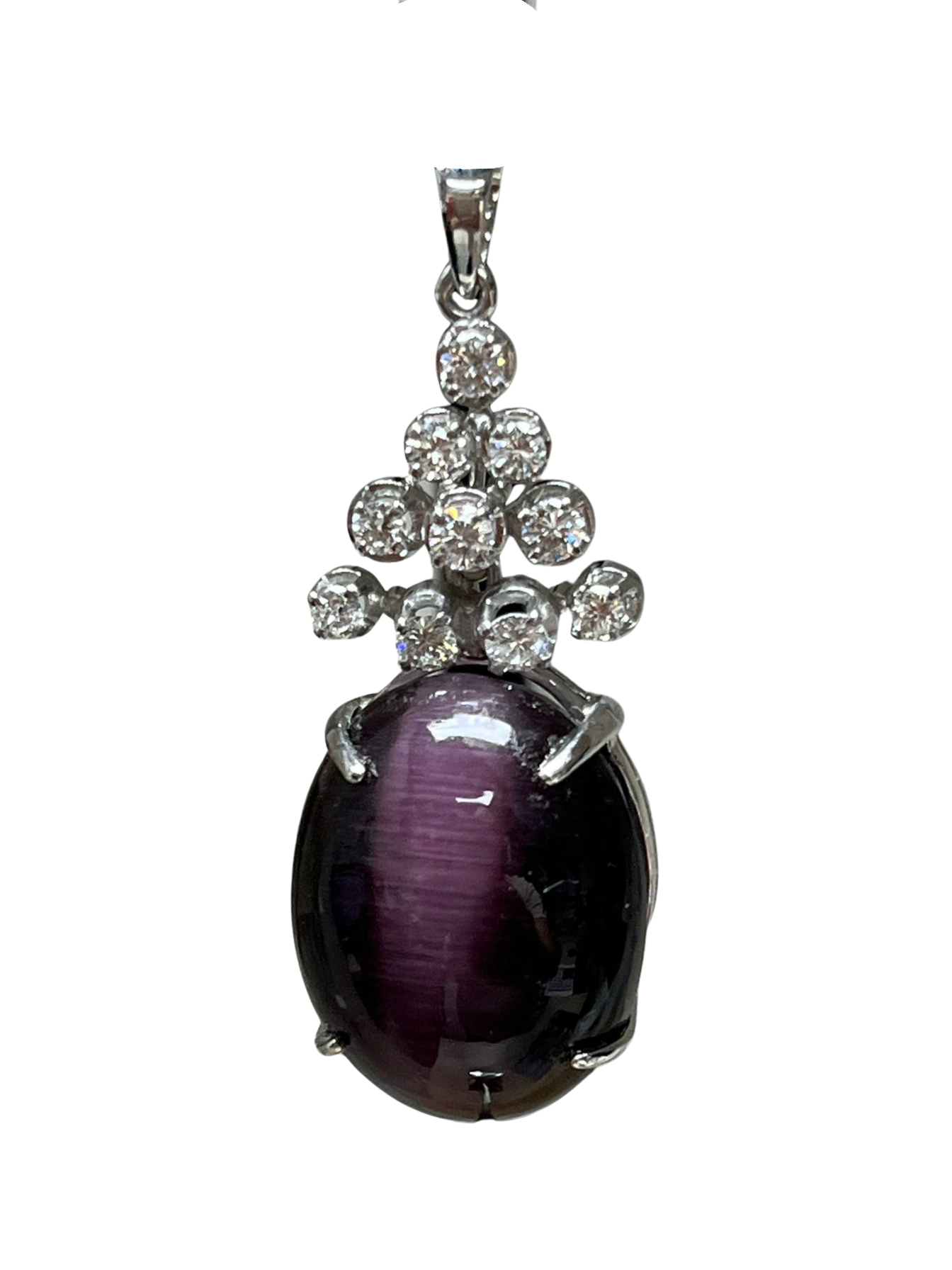 750WG Cats Eye And Diamond Pendant 10.5GM Main image