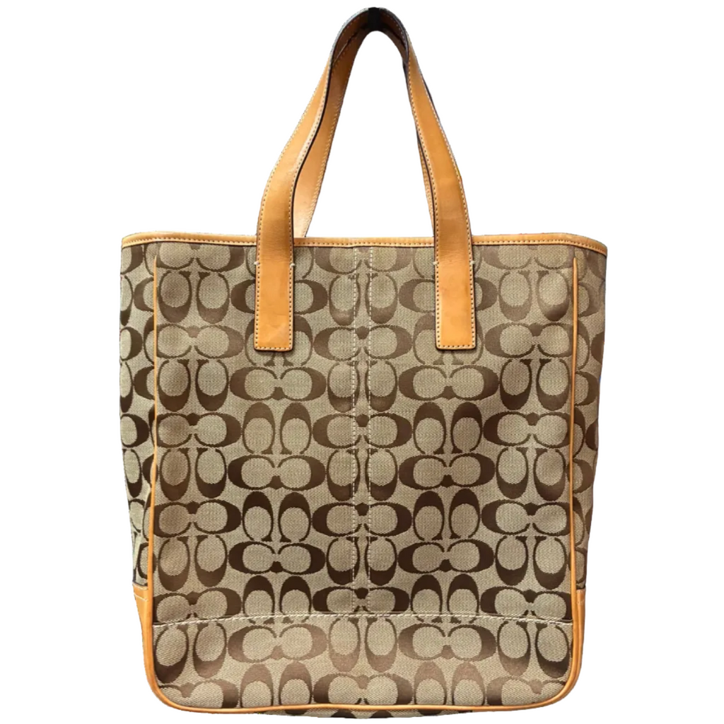 COACH 7069 Signature Canvas Leather Tote Bag