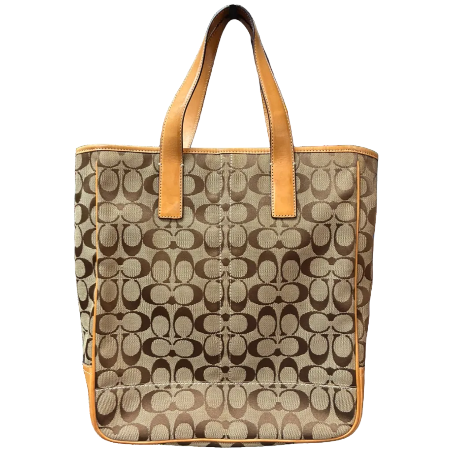 COACH 7069 Signature Canvas Leather Tote Bag