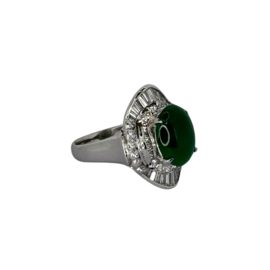 PT900 Burma Jadeite A Jade=3.368ct, Diamonds=1.31cts Ring With Cert
