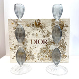 Christian Dior SALENTO Grey & Clear Candle Stand, Set of 2