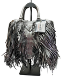 Prada Nappa Leather Fringe Tote Bag Metallic Silver