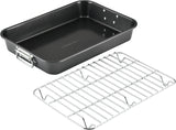 Farberware Nonstick Bakeware Roaster with Steel Rack, Gray, 11 by 15-Inch