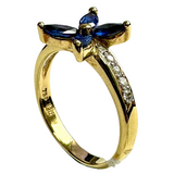 18K Yellow Gold Blue Sapphire Diamond Ring