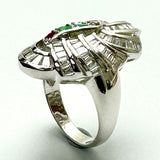 18K White Gold Emerald Ruby Diamond Lady Ring