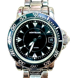 Mont Blanc Black Dial Quartz Stainless Steel Midsize Watch