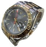 Rolex 116263 Automatic Turn-O-Graph Grey Dial Half Gold Bracelet Men Watch