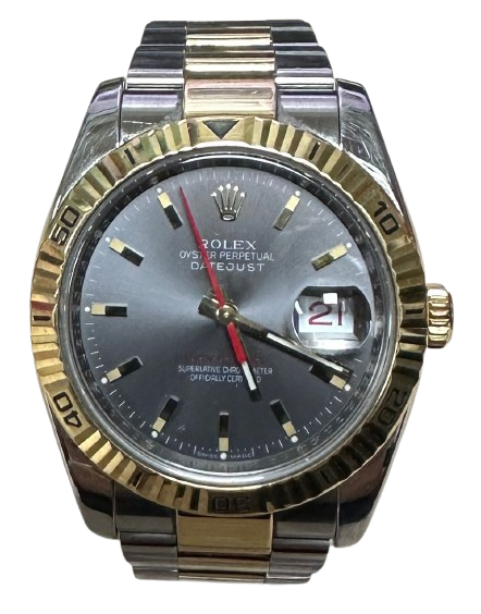 Rolex 116263 Automatic Turn-O-Graph Grey Dial Half Gold Bracelet Men Watch Main image