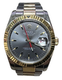 Rolex 116263 Automatic Turn-O-Graph Grey Dial Half Gold Bracelet Men Watch