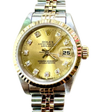 Rolex 69173 Automatic Diamond Gold Dial Half Gold Bracelet Lady Watch