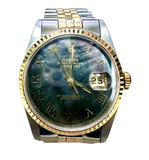 Rolex 16233 Automatic MOP Roman Black Dial Half Gold Bracelet Men Watch