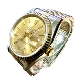 Rolex 16233 Automatic Gold Dial Half Gold Bracelet Men Watch