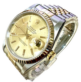 Rolex 16233 Automatic Gold Dial Half Gold Bracelet Men Watch