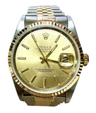 Rolex 16233 Automatic Gold Dial Half Gold Bracelet Men Watch