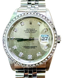 Rolex 16234 Automatic Diamond Silver Dial Stainless Steel Bracelet Men Watch