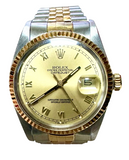 Rolex 16013 Automatic Gold Dial Half Gold Bracelet Men Watch