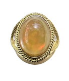 750 Yellow Gold Opal Diamond Men Ring