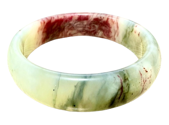 Jade Bangle Light Green & Brown Colour Medium Size