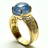 Yellow Gold Blue Sapphire Diamond Lady Ring