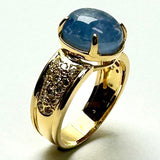 Yellow Gold Blue Sapphire Diamond Lady Ring