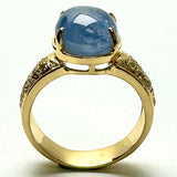 Yellow Gold Blue Sapphire Diamond Lady Ring