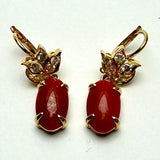 Yellow Gold Coral Diamond Earring