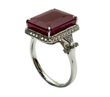 14K White Gold Ruby Diamond Lady Ring (Cert)