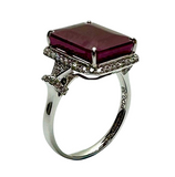 14K White Gold Ruby Diamond Lady Ring (Cert)