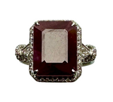 14K White Gold Ruby Diamond Lady Ring (Cert)