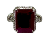 14K White Gold Ruby Diamond Lady Ring (Cert)