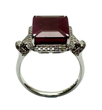 14K White Gold Ruby Diamond Lady Ring (Cert)