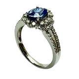 18K White Gold Blue Sapphire Diamond Lady Ring