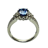 18K White Gold Blue Sapphire Diamond Lady Ring