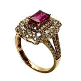 18K Rose Gold Pink Tourmaline Diamond Lady Ring