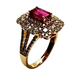 18K Rose Gold Pink Tourmaline Diamond Lady Ring