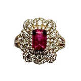 18K Rose Gold Pink Tourmaline Diamond Lady Ring