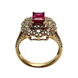 18K Rose Gold Pink Tourmaline Diamond Lady Ring