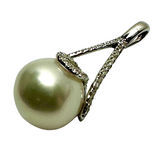 18K White Gold Pearl Diamond Pendant