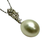 18K White Gold Pearl Pendant With Necklace