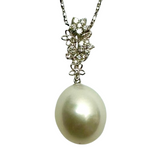 18K White Gold Pearl Pendant With Necklace