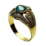 Yellow Gold Blue Topaz Diamond Lady Ring