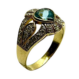 Yellow Gold Blue Topaz Diamond Lady Ring