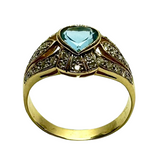 Yellow Gold Blue Topaz Diamond Lady Ring