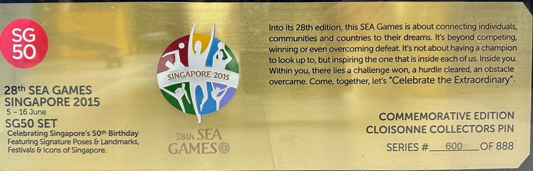 SG50 Sea Game Singapore Sea Collection Pin Set Frame