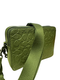 Coach F2124-CW660 Pebble Leather Green Colour Crossbody Bag