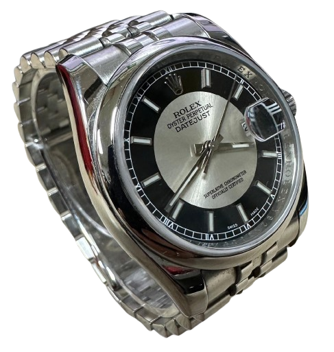 Rolex 116200 Automatic Tuxedo Silver Black Dial Stainless Steel Bracelet Men Watch