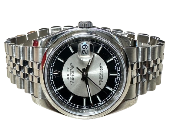 Rolex 116200 Automatic Tuxedo Silver Black Dial Stainless Steel Bracelet Men Watch
