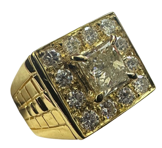 20K Yellow Gold 1.19 Carat Diamond 10.2gm Men Ring